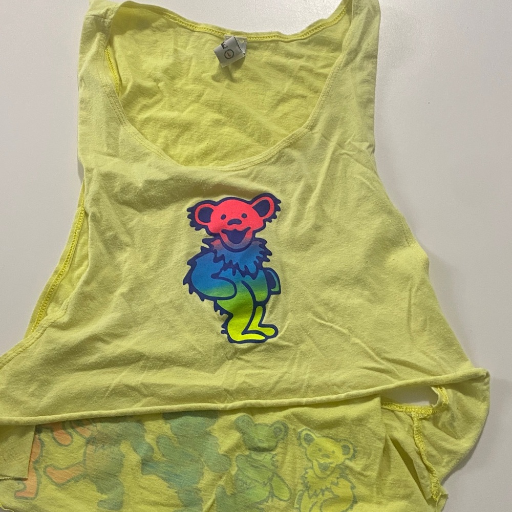 Firehouse Grateful Dead dancing Bear Yellow Tank Top size large vintage